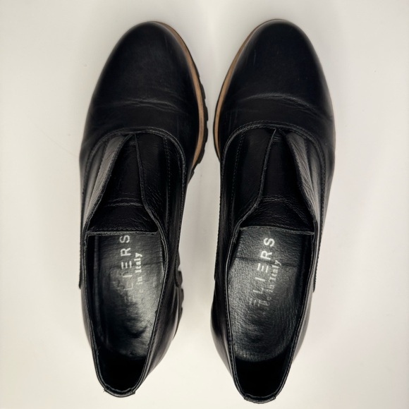 Atelier Women’s Barton Black & Tan Italian Leather Platform Penny Loafers Sz 38 - Picture 8 of 14